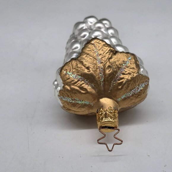 Inge Glas Grapes German Glass Christmas Ornament Silver 3" - Picture 4 of 4